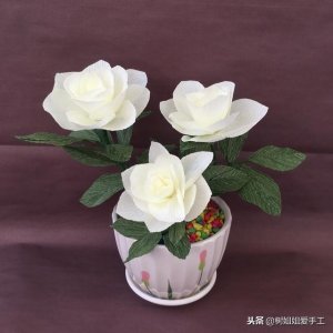 ​皱纹纸花艺教程-栀子花