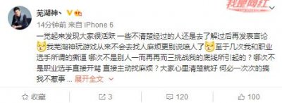 ​芜湖神：不需要谁的道歉，OMG是我很喜欢的战队