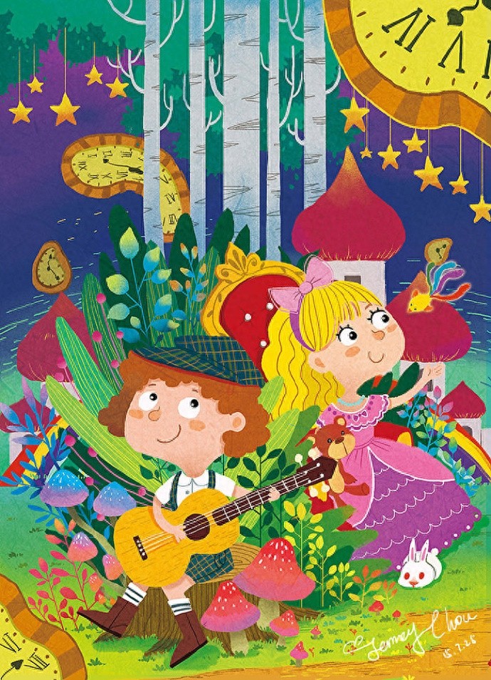 色彩丰富,形象可爱,一组超好看的森系插画作品