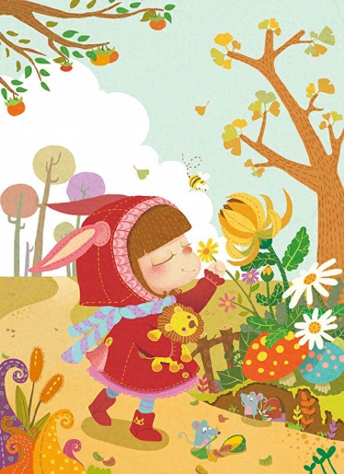 色彩丰富,形象可爱,一组超好看的森系插画作品