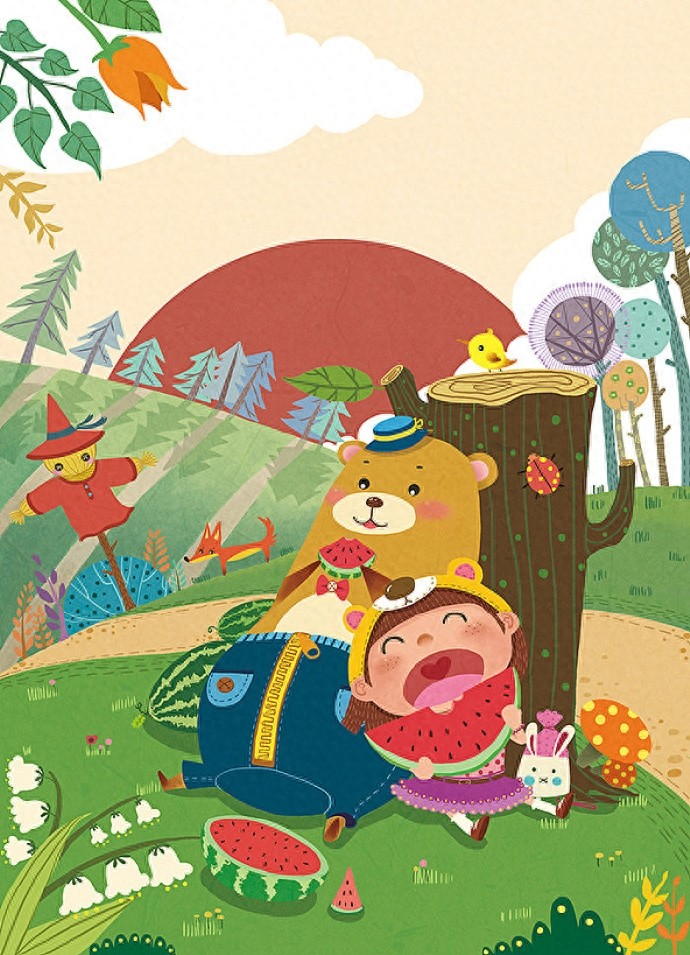 色彩丰富,形象可爱,一组超好看的森系插画作品