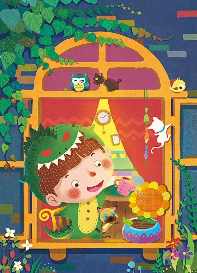 色彩丰富,形象可爱,一组超好看的森系插画作品